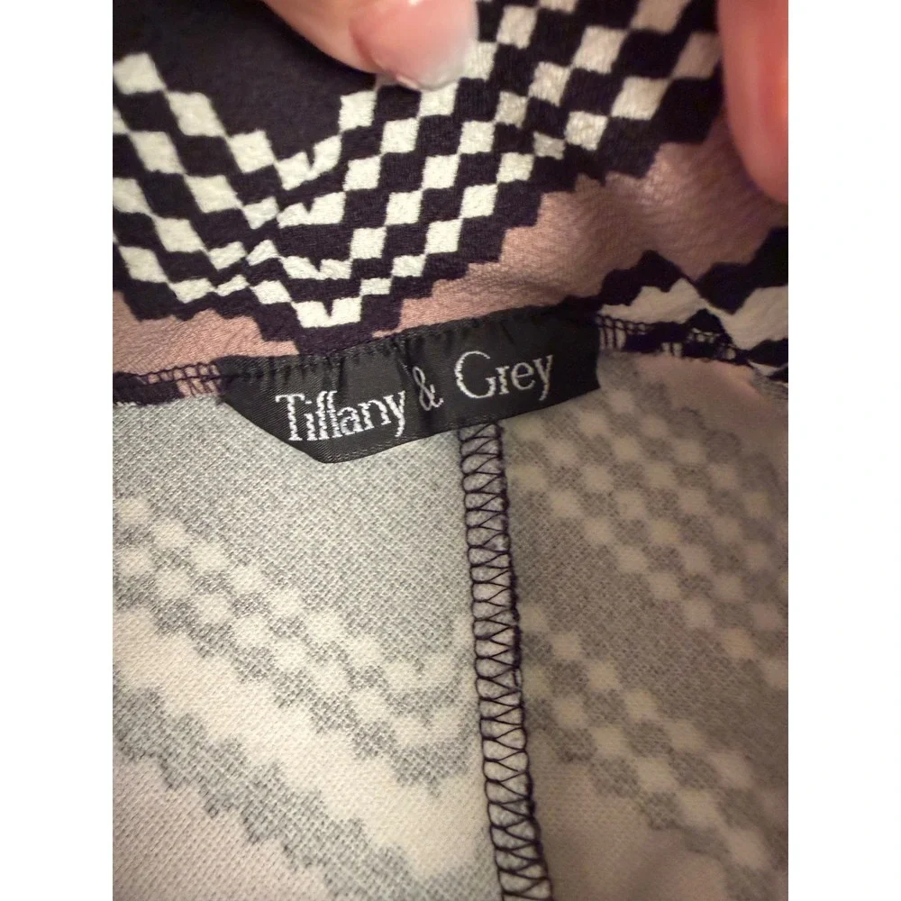 Tiffany & Grey Chevron Zigzag Skater Skirt Black Taupe Geometric Mini Skirt